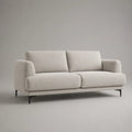 Canapé droit 3 places en tissu blanc cassé et métal noir, 203 × 90 × 84 cm