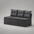 Canapé de jardin modulable 3 places en résine tressée PE et métal, gris anthracite, 180 x 65 x 75 cm