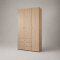 Armoire de rangement en panneaux de particules, 3 portes et 3 tiroirs, chêne clair, 150 × 55 × 220 cm