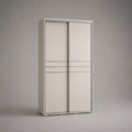 Armoire penderie rectangulaire à 2 portes coulissantes en panneaux de particules mélaminés blanc cassé, 120 × 60 × 200 cm
