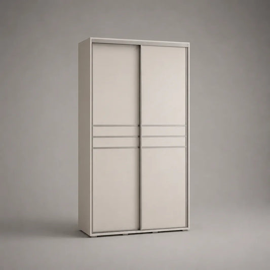 Armoire penderie rectangulaire à 2 portes coulissantes en panneaux de particules mélaminés blanc cassé, 120 × 60 × 200 cm