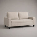 Canapé 2 places en tissu polyester beige et noir, 158 × 84 × 86 cm