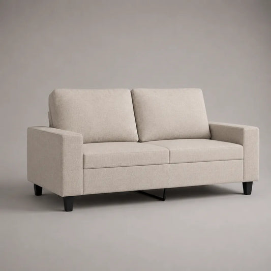 Canapé 2 places en tissu polyester beige et noir, 158 × 84 × 86 cm