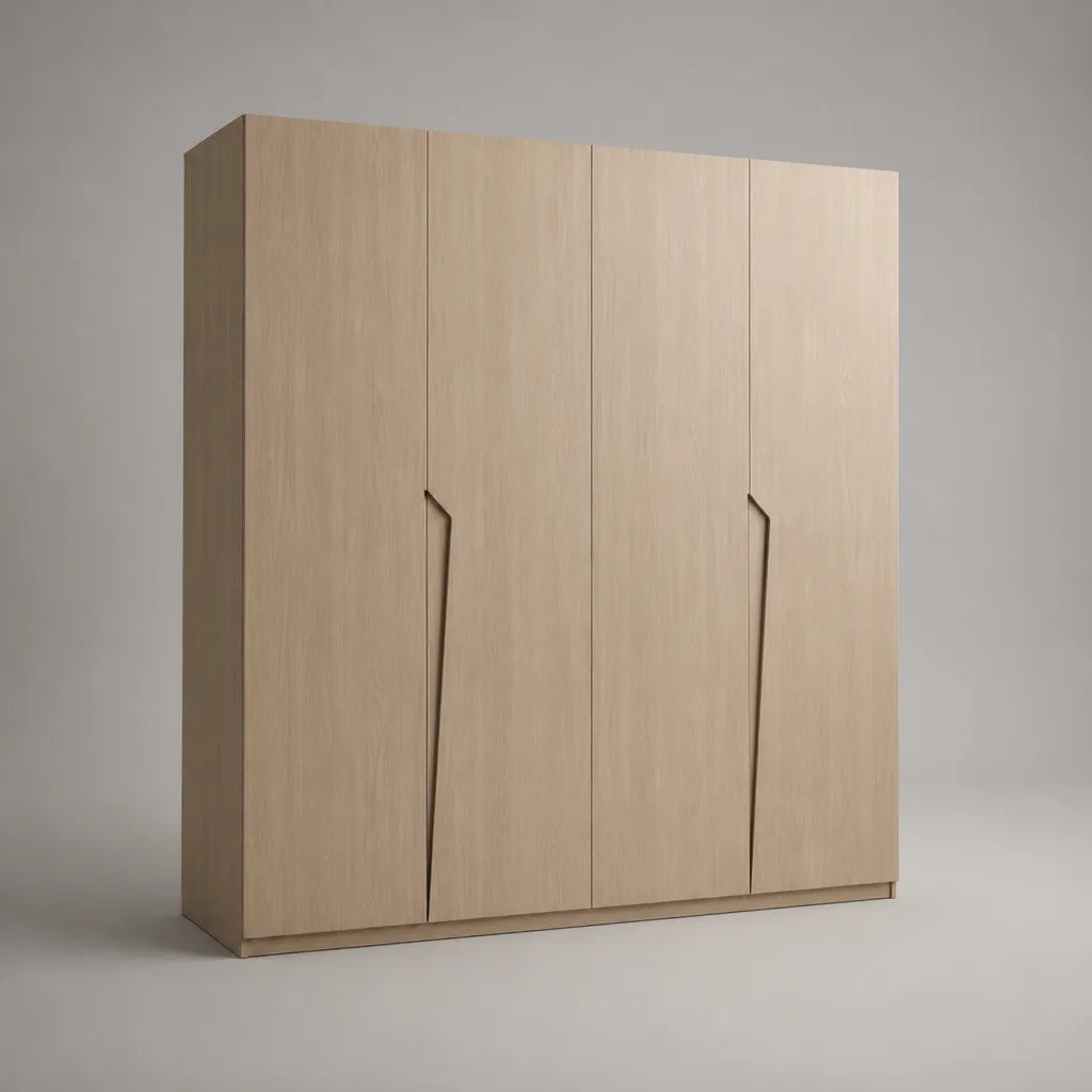 Armoire-penderie en bois à 4 portes, chêne clair, 180 × 55 × 210 cm