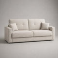 Canapé droit 3 places en tissu beige clair avec 2 coussins, 210 × 90 × 88 cm